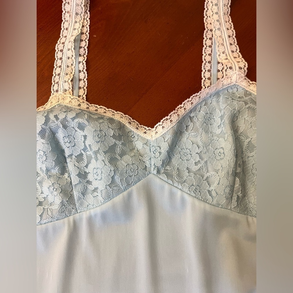 Vintage Baby Blue Slip Nightie Coquette Medium